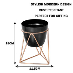 Heart Home Planter | Planter Pot Stand for Outdoor | Planter Stand for Garden | Plant Stand for Home | Gamla Stand for Home | Metal Indoor Pots with Drainage Hole | Set of 1 | Black