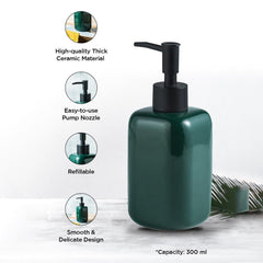 Kuber Industries Liquid Soap Dispenser | Handwash Soap Dispenser | Soap Dispenser for Wash Basin | Shampoo Dispenser Bottle | Bathroom Dispenser Bottle | 300 ML | Green