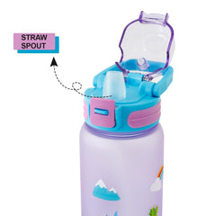 Kuber Industries Pack of 2 Kids Water Bottle With Straw |Sipper Water Bottle For Kids Boys Girls| Water Bottle with Locking Flip Lid | 800 ml | Blue | SYZ-7791C