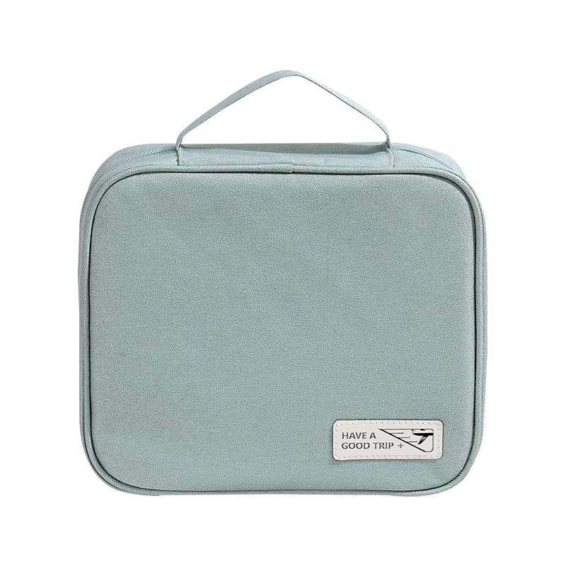 Kuber Industries Cosmetic Storage Case|Makeup Kit Box for Women|Small Vanity Case|Pouch for Home & Travel|Two Compartment|Zipper Closure (Blue)
