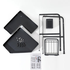 Kuber Industries Corner Kitchen Rack|Spice Rack,Chopsticks Rest, Knife Holder|4 Hooks Kitchen Storage Rack|L Shape Basket Pack of 4 (Black)