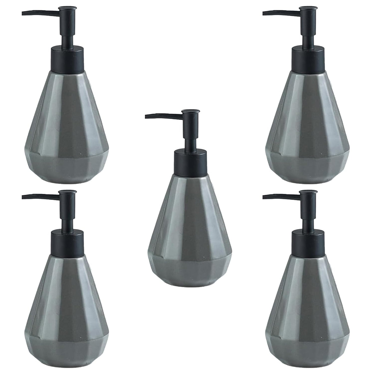 Kuber Industries Liquid Soap Dispenser | Handwash Soap Dispenser | Soap Dispenser for Wash Basin | Shampoo Dispenser Bottle | Bathroom Dispenser Bottle | Pack of 5 | 250 ml | Gray