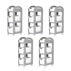 Kuber Industries Pack of 5 Multipurpose Trolley Storage Organiser | 3 Layer Shelf | Trolley with Wheels for Kitchen Accessories | Large Capacity, Easy installation, Space Saving | 812|Gray