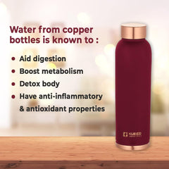 Kuber Industries Copper Water Bottle | BPA Free, Non Toxic | Leakproof, Durable & Lightweight | with Added Health Benefits of Copper | Ergonomic Design & Easy to Clean | Maroon| 950 ml (Pack of 5)