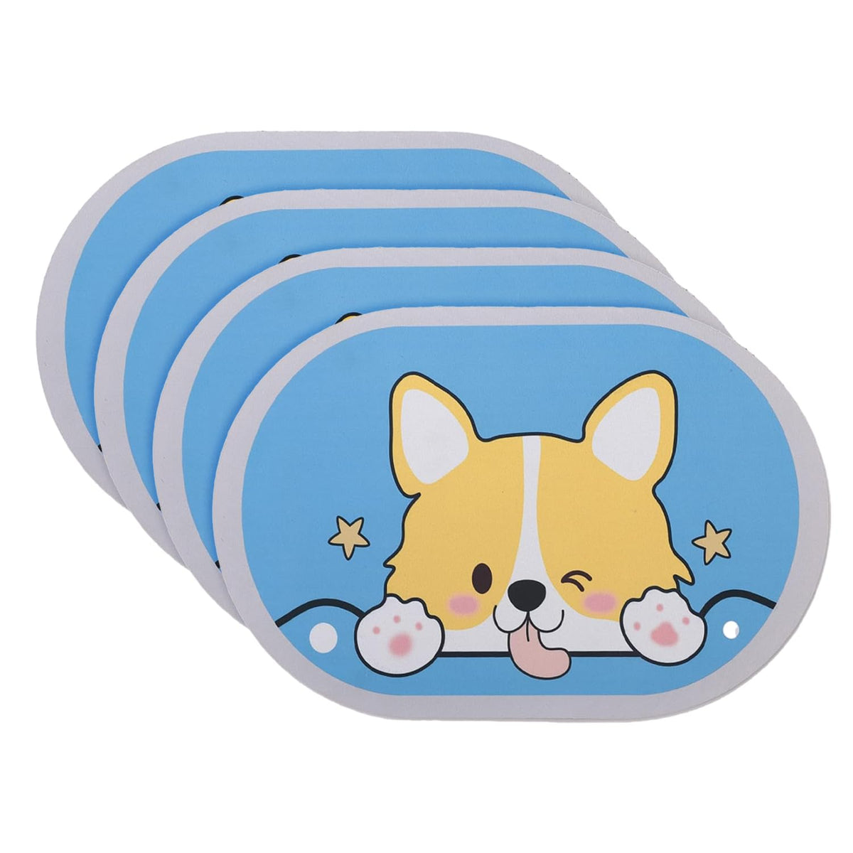 Kuber Industries Bath Mat | PVC Bathroom Mat | Shower Bath Mat | Floor Tub Mat | Diatom Mud Oval Mat | Anti-Skid Shower Bathroom Mat | CF-220818 |Pack of 4| Blue