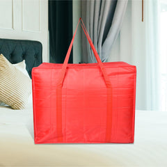 Heart Home Storage Attachi Bag | Parachute Travel Storage Bag | Underbed Storage Bag | Storage Organizer for Clothes | Zipper Closure Blanket Bag with Handle | Large | Pack of 2 | Red