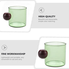 Kuber Industries 6 Pcs Borosilicate Glass Coffee Cups | Cup with Wooden Ball Handle | High Heat Resistant | Microwave and Dishwasher Safe | 120 ML | Pack of 3 | Green
