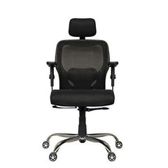 Kuber Industries Ergonomic Office Chairs for Work From Home | Comes with Adjustable Armrest & Headrest | Study Chair for Students with Wheels | Black