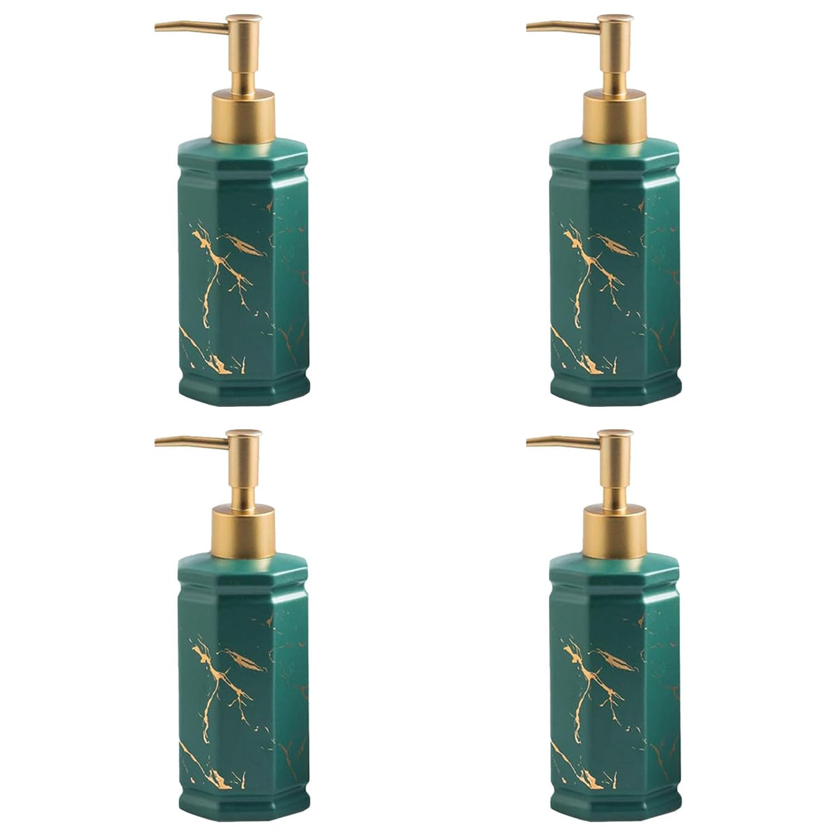 Kuber Industries Liquid Soap Dispenser | Handwash Soap Dispenser | Soap Dispenser for Wash Basin | Shampoo Dispenser Bottle | Bathroom Dispenser Bottle | Pack of 4 | 350 ml | Green