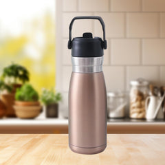Kuber Industries Pack of 3 Vacuum Insulated Water Bottle | Stainless Steel Sipper Bottle with Handle | Hot & Cold Water Bottle | Leakproof, BPA Free, Rustproof | 780 ML | Gold