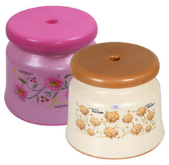 Heart Home Premium Plastic Stool - Strong Support Stool for Bathroom/Kids Potty Training/Multipurpose (Pink & Cream)- Pack of 2 (Model Number: F_26_HEARTH016947)
