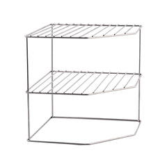 Kuber Industries (Set of 4) Multipurpose Counter Top Spice Rack Trolley Organizer 3-Layer Stainless Steel Corner Stand for Kitchen | Silver