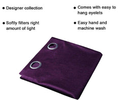Kuber Industries Shining 2 Pieces Bloom Collection Jacquard Lavish and Modern Rich Plain Eyelet Ring top Door Curtain for Bedroom and Hall - 7 Feet, (Purple) - CTKTC045741