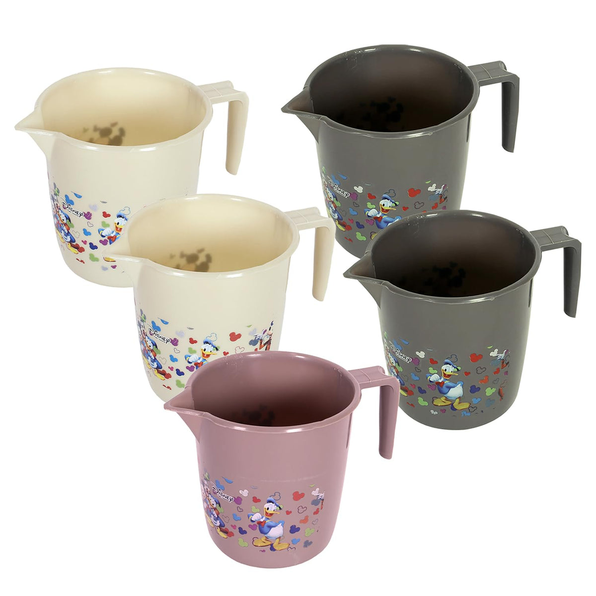 Heart Home Disney Team Bathroom Mug | Plastic Bath Mug for Bathroom | Mug for Bathroom | Mug for Toilet | Washroom Jug | 111 Bath Mug | 1 LTR | Pack of 5 | Multi