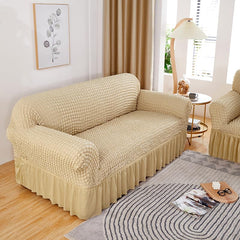 Kuber Industries Pack of 4 Sofa Cover | 3-Seater Sofa Cover | Sofa Chair Cover | Couch Cover for Hall | Universal Sofa Slipcover | Elastic Spandex Sofa Cover for Living Room | 3SSC005 | Beige