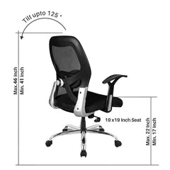Kuber Industries Ergonomic Office Chairs for Work From Home | Comes with Manual Height Adjustable, Armrest & 2D Lumbar Support | Comfy Study Chair for Students with Wheels | Black