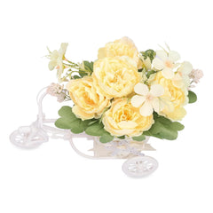 Kuber Industries Artificial Plants for Home D?cor|Natural Looking Indoor Fake Plants with Pot|Artificial Flowers for Decoration-Pack of 5 (Yellow)
