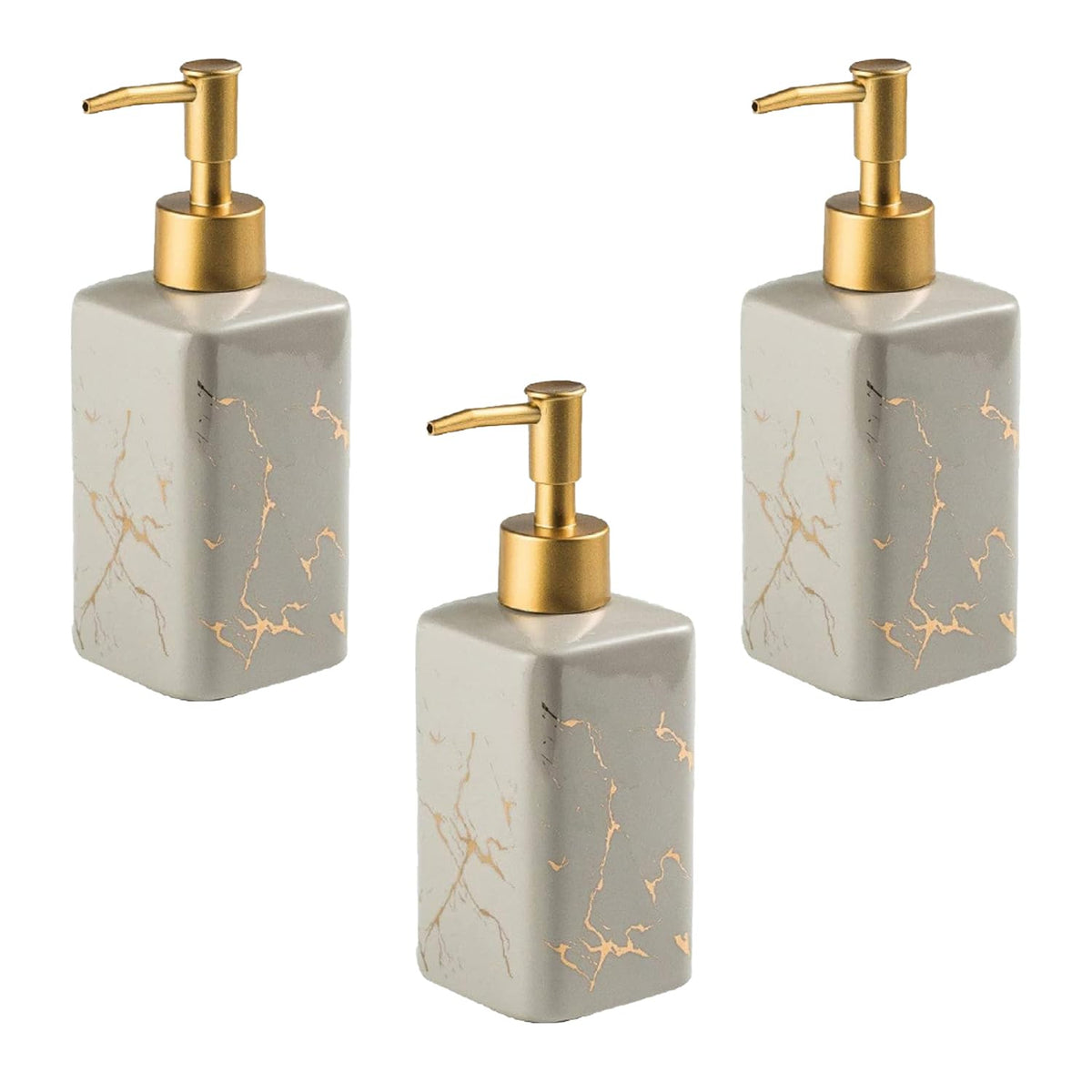 Homestic Liquid Soap Dispenser | Handwash Soap Dispenser | Soap Dispenser for Wash Basin | Shampoo Dispenser Bottle | Bathroom Dispenser Bottle | 3 Piece | ZX032GY | 320 ml | Gray