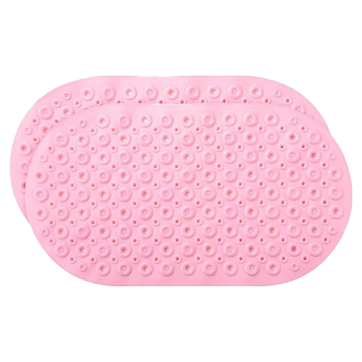 Kuber Industries Bath Mat | PVC Bathroom Mat | Shower Bath Mat | Floor Tub Mat | Bathroom Oval Mud Mat | Anti-Skid Shower Bathroom Mat | Q-02D |Pack of 2| Pink