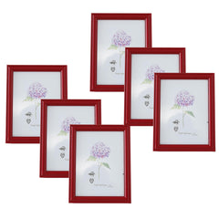 Kuber Industries Photo Frame For Home D�cor|Use Horizontal & Vertical|Crystal Clear Glass|Perfect For Home, Office And Shop "16.7x21.8CM"-Pack of 6 (Red)