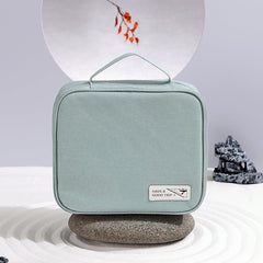 Kuber Industries Cosmetic Storage Case|Makeup Kit Box for Women|Small Vanity Case|Pouch for Home & Travel|Two Compartment|Zipper Closure (Blue)