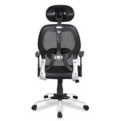 Kuber Industries Ergonomic Office Chairs for Work From Home | Comes with Manual Height Adjustable, Armrest, Headrest & 2D Lumbar Support | Comfy Study Chair for Students with Wheels | Black
