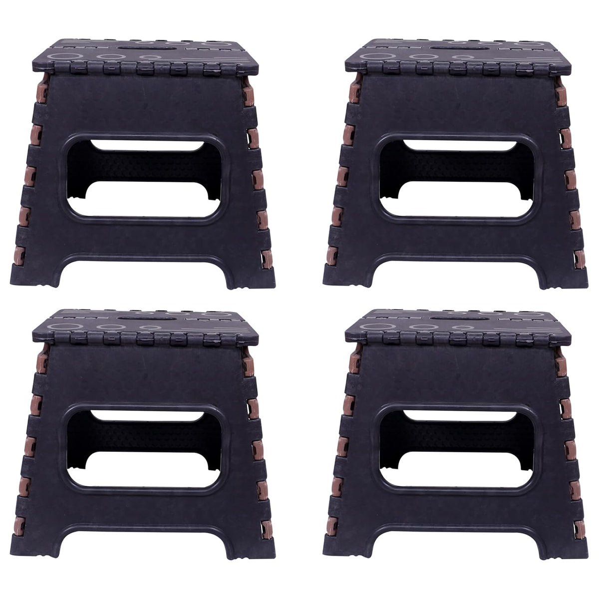 Kuber Industries 12 Inch Foldable Stool for Traveling|Heavy-Duty Step Stool for Adults|Perfect for Bathroom, Kitchen, Garden-Pack of 4 (Brown)