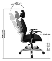 Heart Home Ergonomic Office Chairs for Work from Home | Comes with Manual Height Adjustable, Armrest, Headrest & 2D Lumbar Support | Comfy Study Chair for Students with Wheels | Black