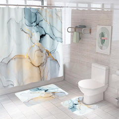 Urbane Home 7 Feet Shower Curtain & 2 Pcs Bathmat I Anti Slip I Quick Dry I Waterproof I Easy-Slide Curtains I Bath Decor I Multicolour