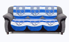 Kuber Industries Flower Cotton 2 Piece 3 Seater Sofa Cover (Standard, Blue) - CTKTC028686