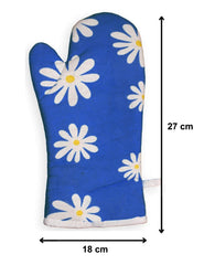 Heart Home Flower Design Cotton Microwave Oven Mitten/Gloves for Microwave, Set of 2 (Blue)