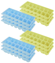 Heart Home BPA Free Easy Release Ice Cube Tray/Bin/Box Set with 14 Section- Pack of 12 (Green & Blue)-HS43HEARTH25812