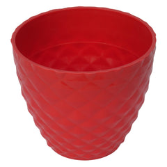 Kuber Industries Flower Pot | Flower Planter Pots for Indoor | Flower Pots for Outdoor | Pot for Garden & Balcony Flowering | Flower Plants Pot | Diamond Flower Pot | 6 Inch | Pack of 2 | Red