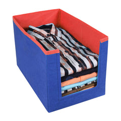 Kuber Industries 6 Pieces Non Woven Wardrobe Cloths Organizer-Shirt Stacker Storage Box (Blue & Red)-KUBMART11333