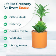 Kuber Industries Artificial Plants for Home Décor|Natural Looking Indoor Fake Plants with Pot|Artificial Flowers for Decoration-Pack of 5 (Green)