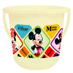 Kuber Industries Disney Mickey Minnie Print Unbreakable Virgin Plastic Strong Bathroom Bucket,16 LTR (Cream & Blue & White)-Pack of 3 -HS_35_KUBMARTS17875