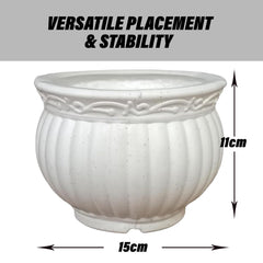 Heart Home Kanha Matki Flower Pot | Flower Planter Pots for Indoor | Flower Pots for Outdoor | Pot for Garden & Balcony Flowering | Flower Plants Pot | 6 Inch | White