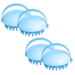 Kuber Industries Hair Massager Brush | Soft Silicone Bristles | Shampoo Brush for Hair Washing | Scalp Massager | Massager Brush For Dandruff | 4 Piece | Pack of 2 | XJBLEU | Blue
