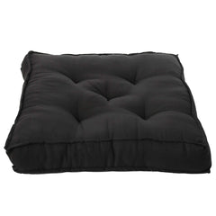 Heart Home 2 Pieces Cotton Decorative Fabric Chairpad/Back Support/Seat Cushion and Handmade Quilting, 14" x 14" Inch (Black) HEART920