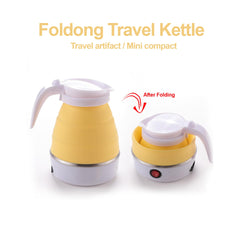 Homestic Foldable Electric Kettle 600 ML | Silicone Body With 304-Stainless Steel Base | Leak Proof Design | Multipurpose Portable Electric Kettle for Travel, Office & Home | 600W | Yellow