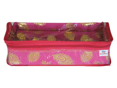 Heart Home Multipurpose Bareque Seamless Design Laminated 1 Rod Bangle Box/Organizer/Case With Tranasparent Top - Pack of 2 (Pink)-47HH0435