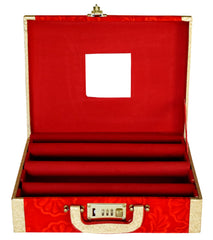 Kuber Industries Flower Design Multipurpose Wooden 3 Rod Bangle Box/Organizer/Case With Number Lock System (Red)-47KM0697