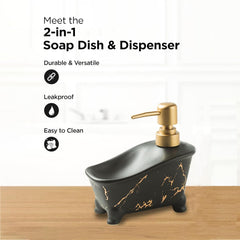 Kuber Industries Liquid Soap Dispenser | Handwash Soap Dispenser | Soap Dispenser for Wash Basin | Shampoo Dispenser Bottle | Bathroom Dispenser Bottle | 350 ML | Black