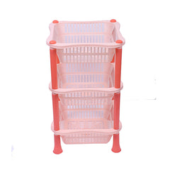 Kuber industries Plastic 3 Layer Multi-Purpose Kitchen Storage Basket Rack (Beige)-CTKTC25231