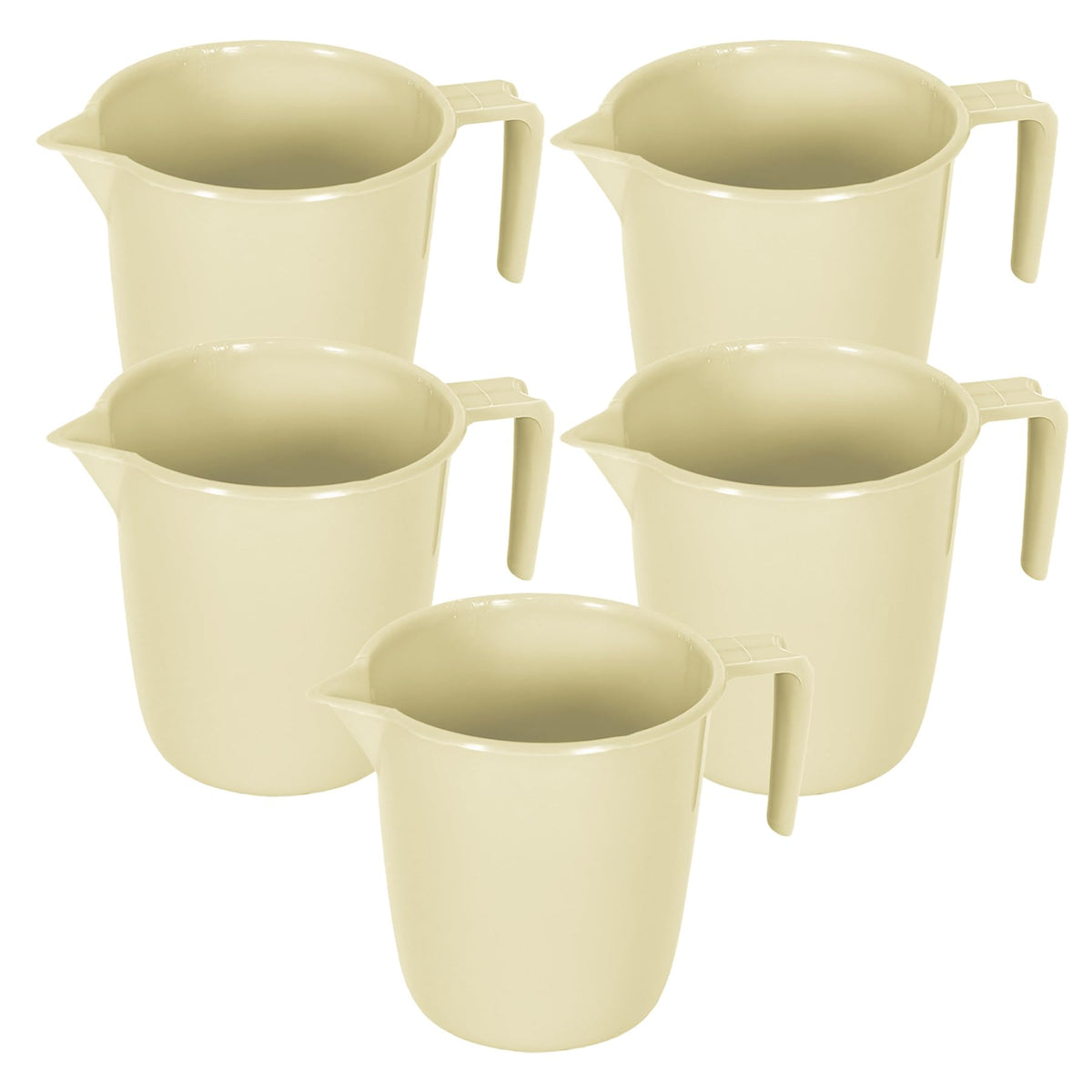 Kuber Industries Bathroom Mug | Plastic Bath Mug for Bathroom | Bath Mug | Mug for Bathroom | Mug for Toilet | Washroom Jug | 111 Bath Mug | 1 LTR | Pack of 5 | Beige