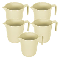 Kuber Industries Bathroom Mug | Plastic Bath Mug for Bathroom | Bath Mug | Mug for Bathroom | Mug for Toilet | Washroom Jug | 111 Bath Mug | 1 LTR | Pack of 5 | Beige