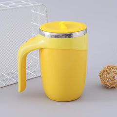 Heart Home Anti-Fall Insulated Coffee Mug with Suction Bottom | Leak-proof Stainless Steel Tumbler | Coffee Mug with Lid and Handle | 500 ML | Yellow