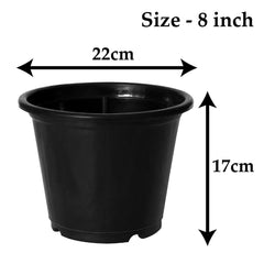 Kuber Industries Plastic Planters|Gamla|Flower Pots for Garden Nursery Home Décor,8"x6",Pack of 5 (Black)