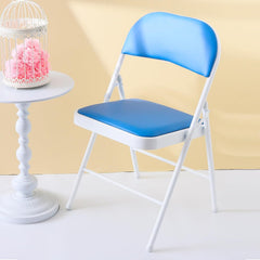 Urbane Home Folding Chair Office Chair Meeting Room Training Chair Student Dormitory Backrest Chair Reading Chair Iron Dining Chair Makeup Chair Furniture,Blue