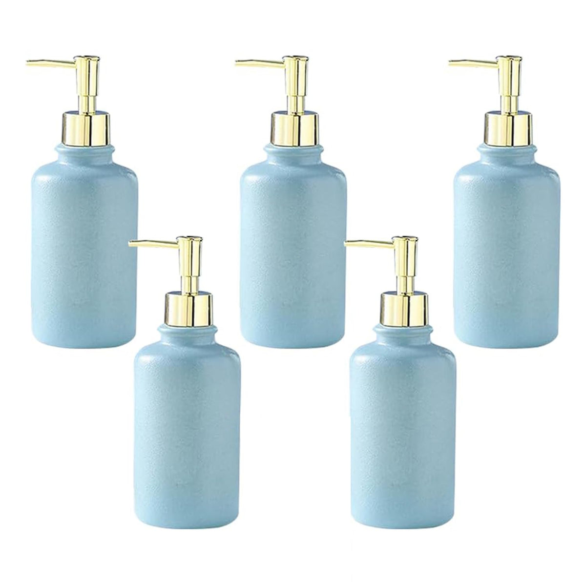 Kuber Industries Liquid Soap Dispenser | Handwash Soap Dispenser | Soap Dispenser for Wash Basin | Shampoo Dispenser Bottle | Bathroom Dispenser Bottle | Pack of 5 | JY00231BU | 400 ml | Blue